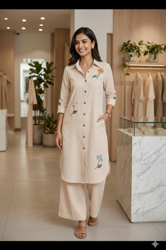 Cream pink co-ord set