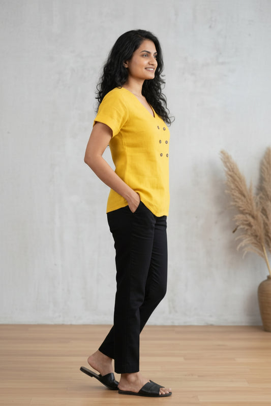 Yellow linen top