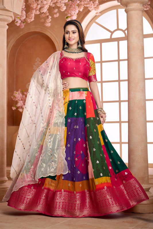 Multi-Colour Lehenga choli set with dupatta