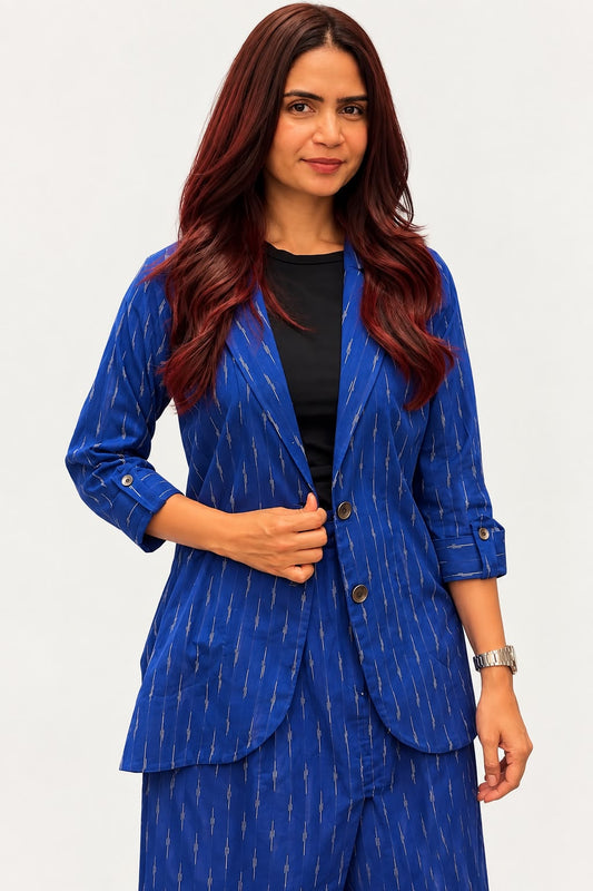 Blue Ikat co-ord set [skirt and jacket]